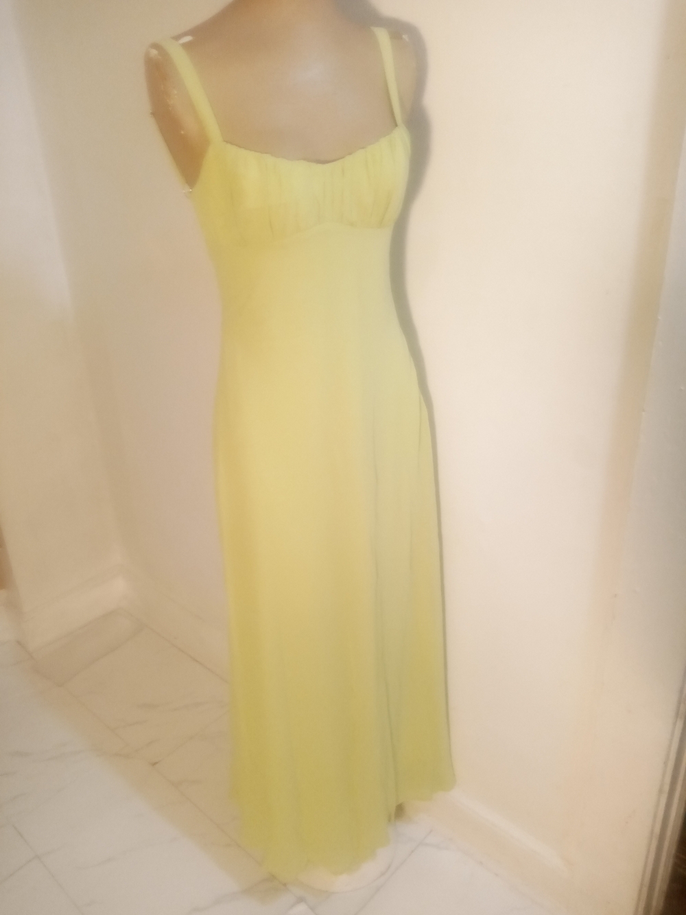 Elegant Lemon Maxi Dress with Spaghetti Straps